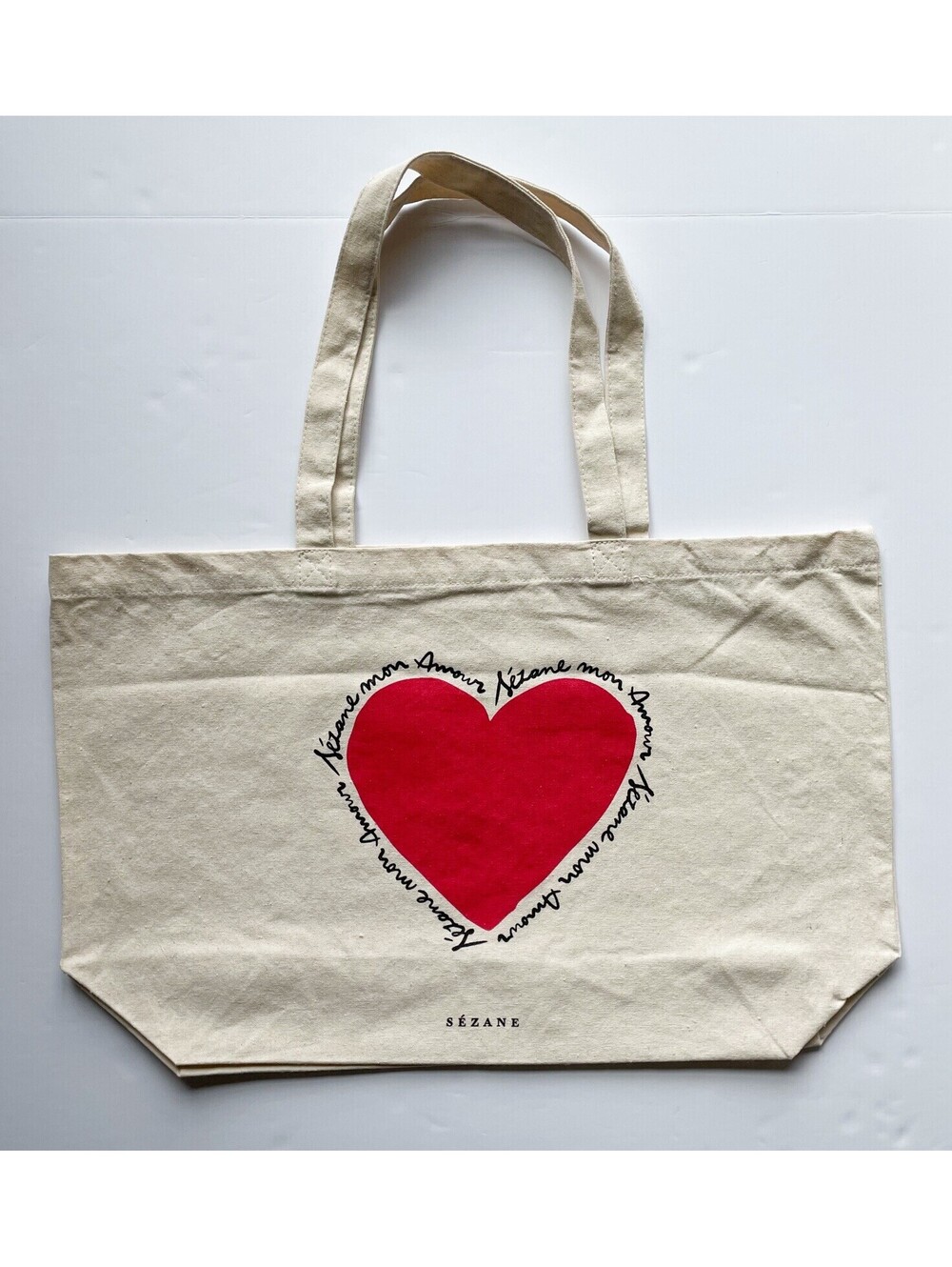Sezane Limited Edition Heart Amour Cotton Tote Bag